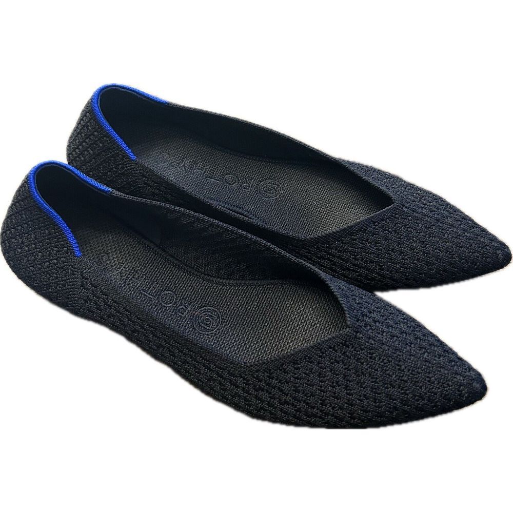 Rothy's Womens Size 8.5 The Point Black Honeycomb Ballet Flat Slip On Shoes